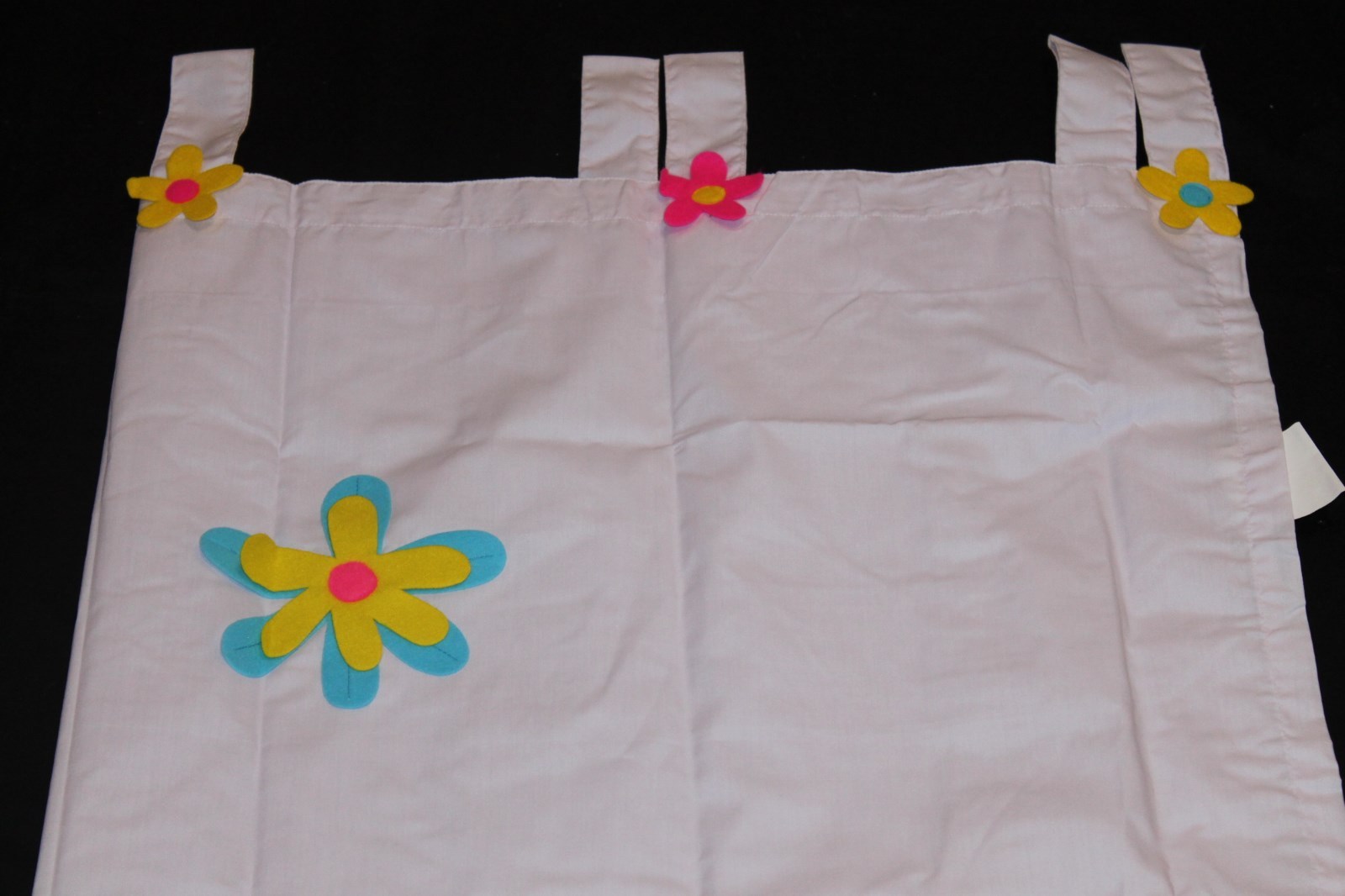 (2) Felt Flower Tab Top Windows Panel White Multi girls room decor new 42×84