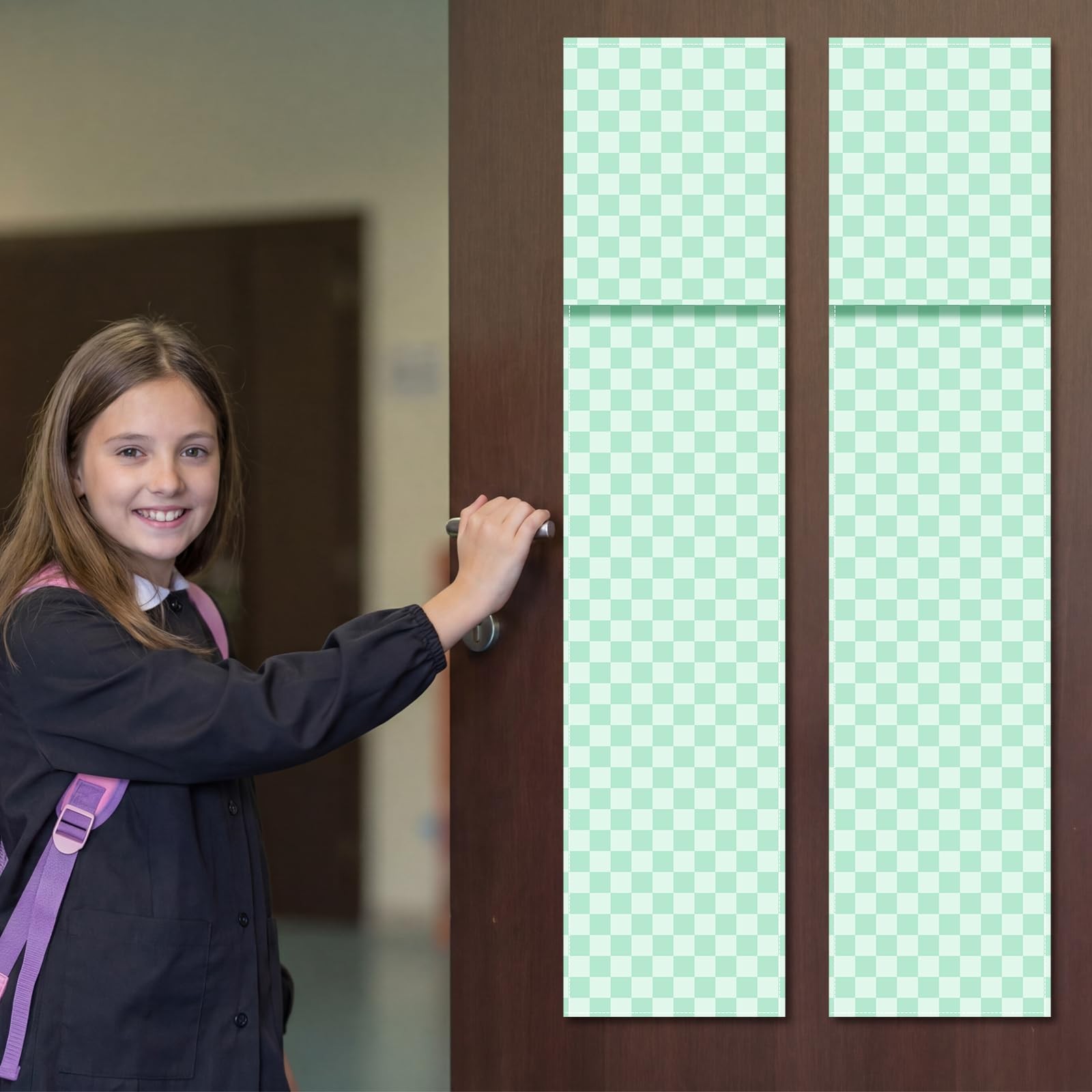 2 Pack Classroom Door Window Cover 36 x 8 Inch Checkerboard Door Window Curta…