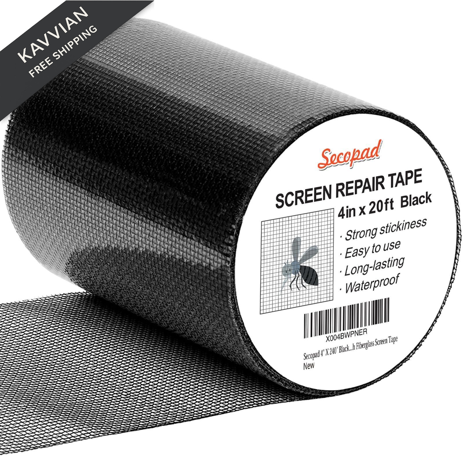 Secopad Black Window Screen Repair Tape, 4 in X 20 FT 4IN x 20FT,
