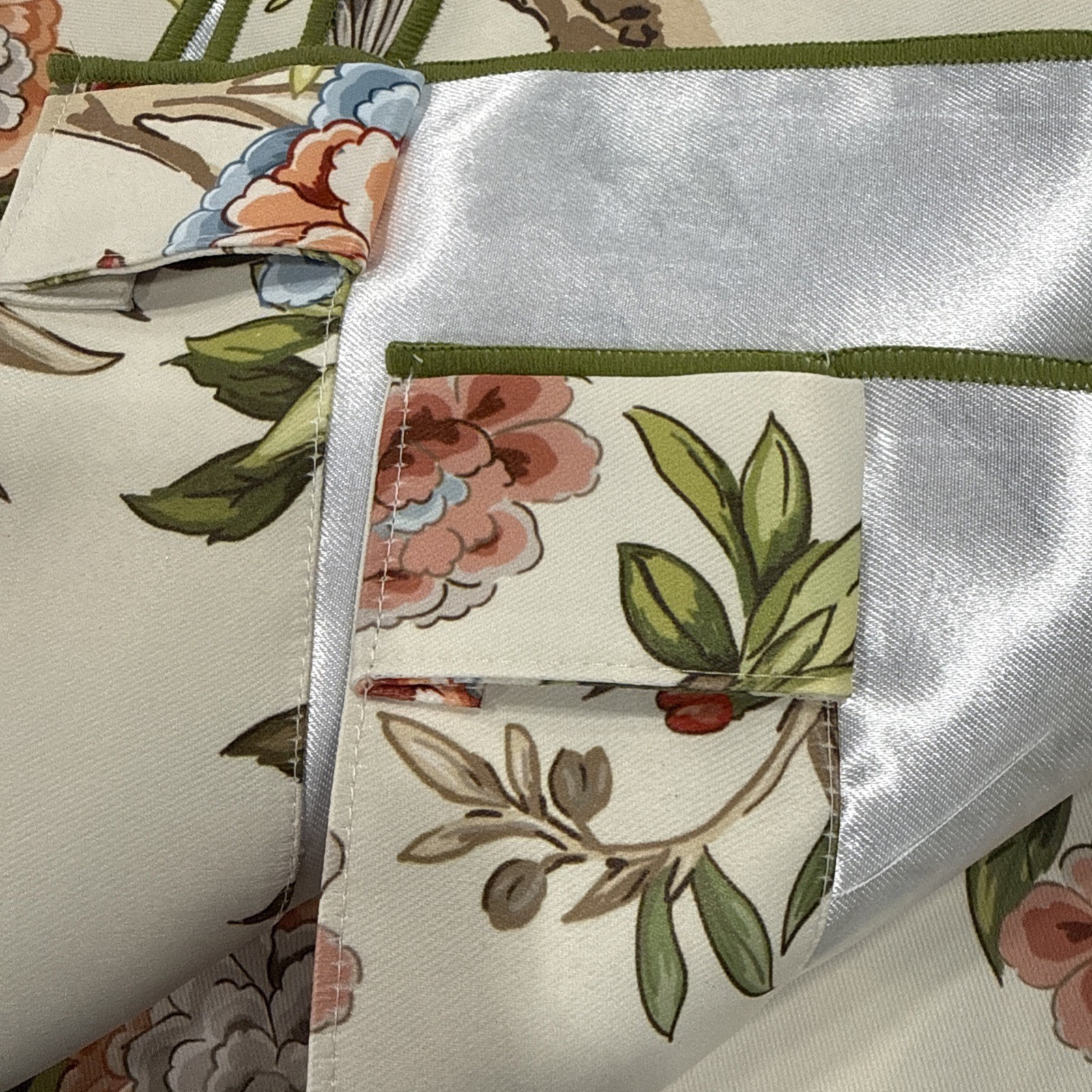 Lillian August Bird Floral Multi Two Back Tab Rod Pocket Curtains 84 in. New