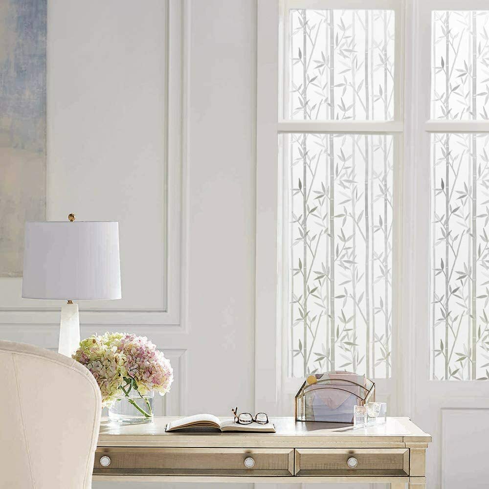 Bamboo Glass Window Film, Static Cling Window Sticker 17.7″x78.7″