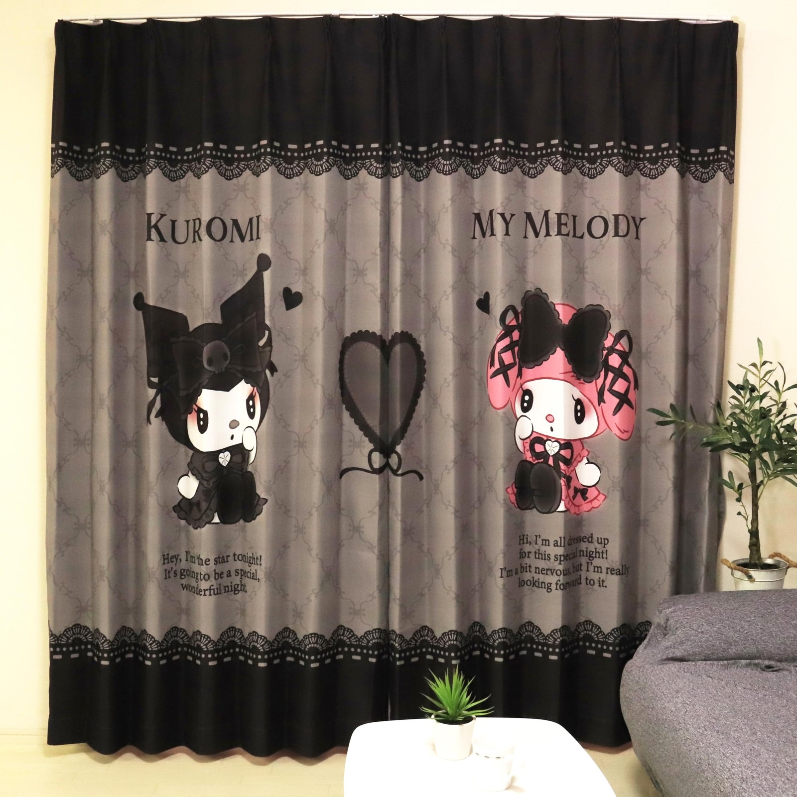 Blackout Curtains, My Melody and Kuromi Design, Single Picture, Art Curtains, Wi