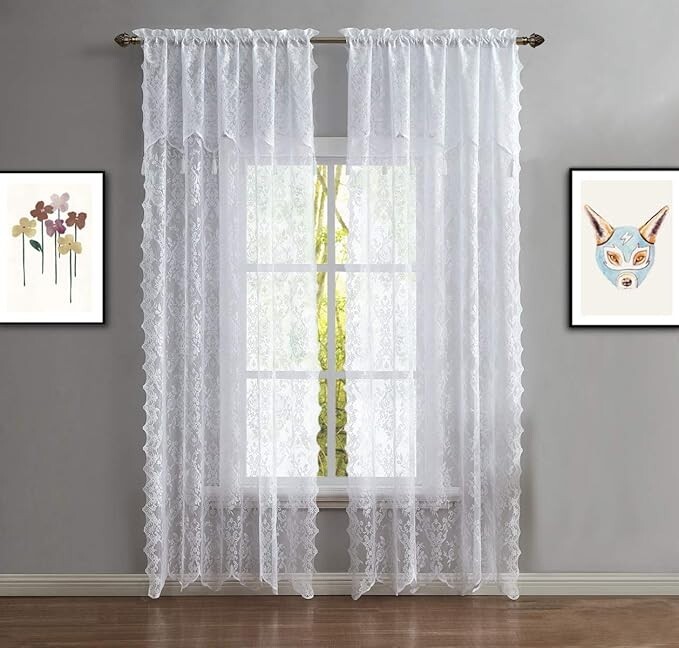 Warm Home Designs Pair of 2 White Color Standard Length 54” (W) x 84” (L) Semi S