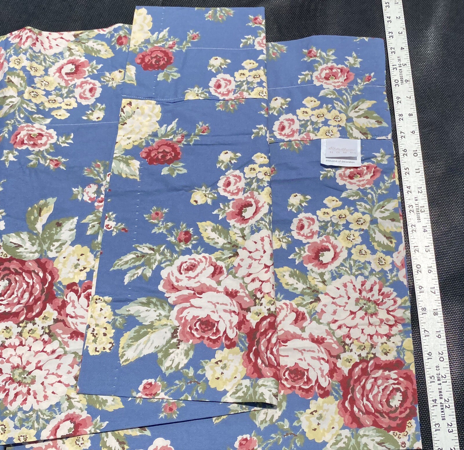 Eddie Bauer Blue Roses Valance Cotton Floral 82” Shabby Chic Multi Colored VGC