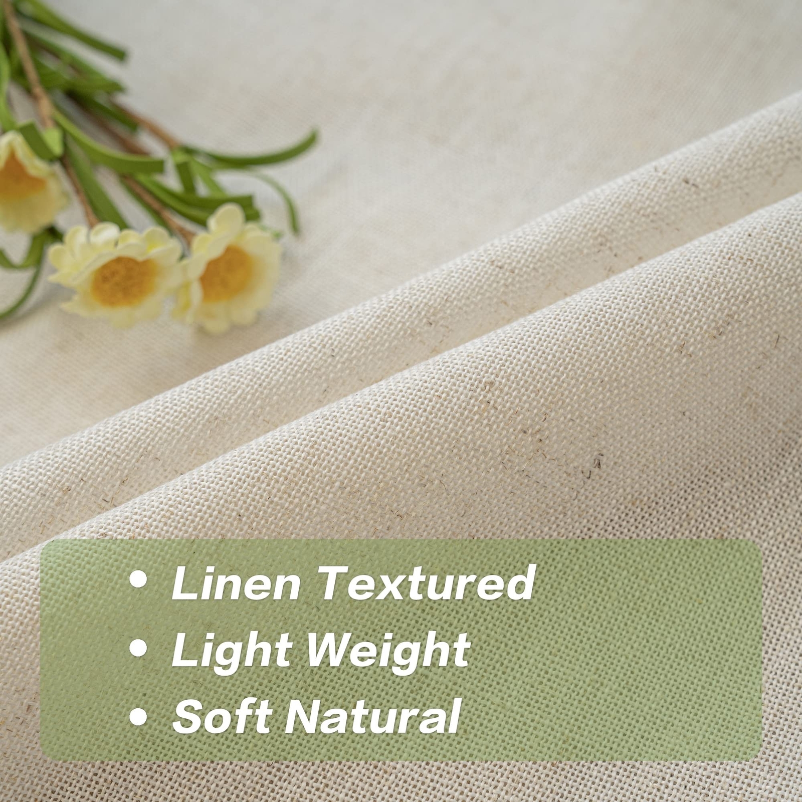 Pinch Pleated Curtains Light Filtering Faux Linen Curtains, Semi Sheer Curtai…