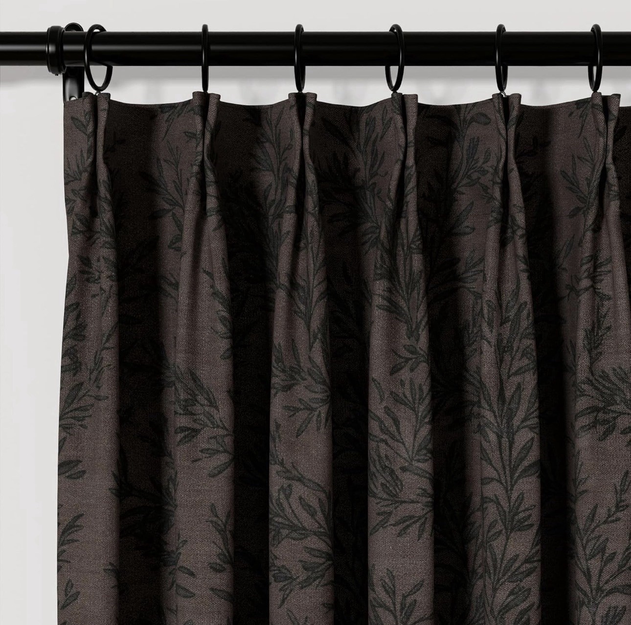 TwoPages 52”w X 108”L Pinch Pleat Leaf Curtain Blackout Drape Textured 1 Panel