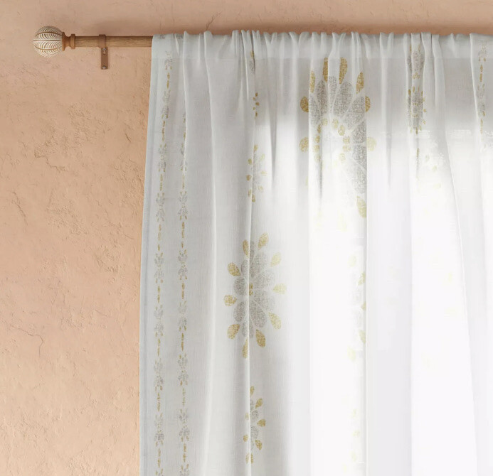 84″x54″ Amber Medallion Sheer Curtain Panel Off White – Opalhouse