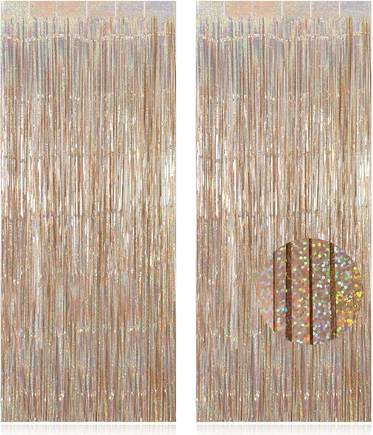 2 Pack Fringe Curtains Backdrops, Foil Fringe Curtains, Door Streamers for Birth