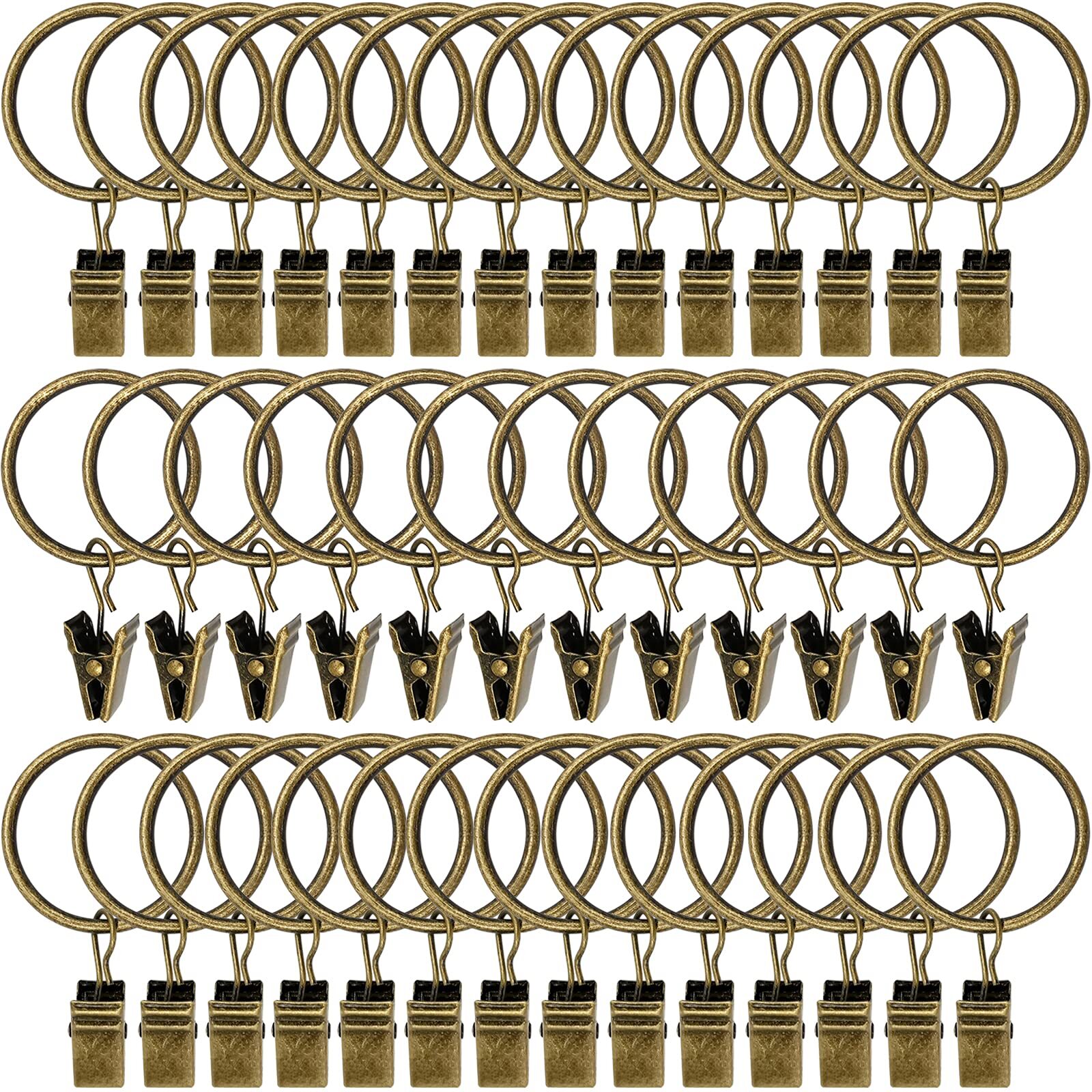 AMZSEVEN 40 Pack Curtain Rings with Clips Drapery Clips with Rings Hangers