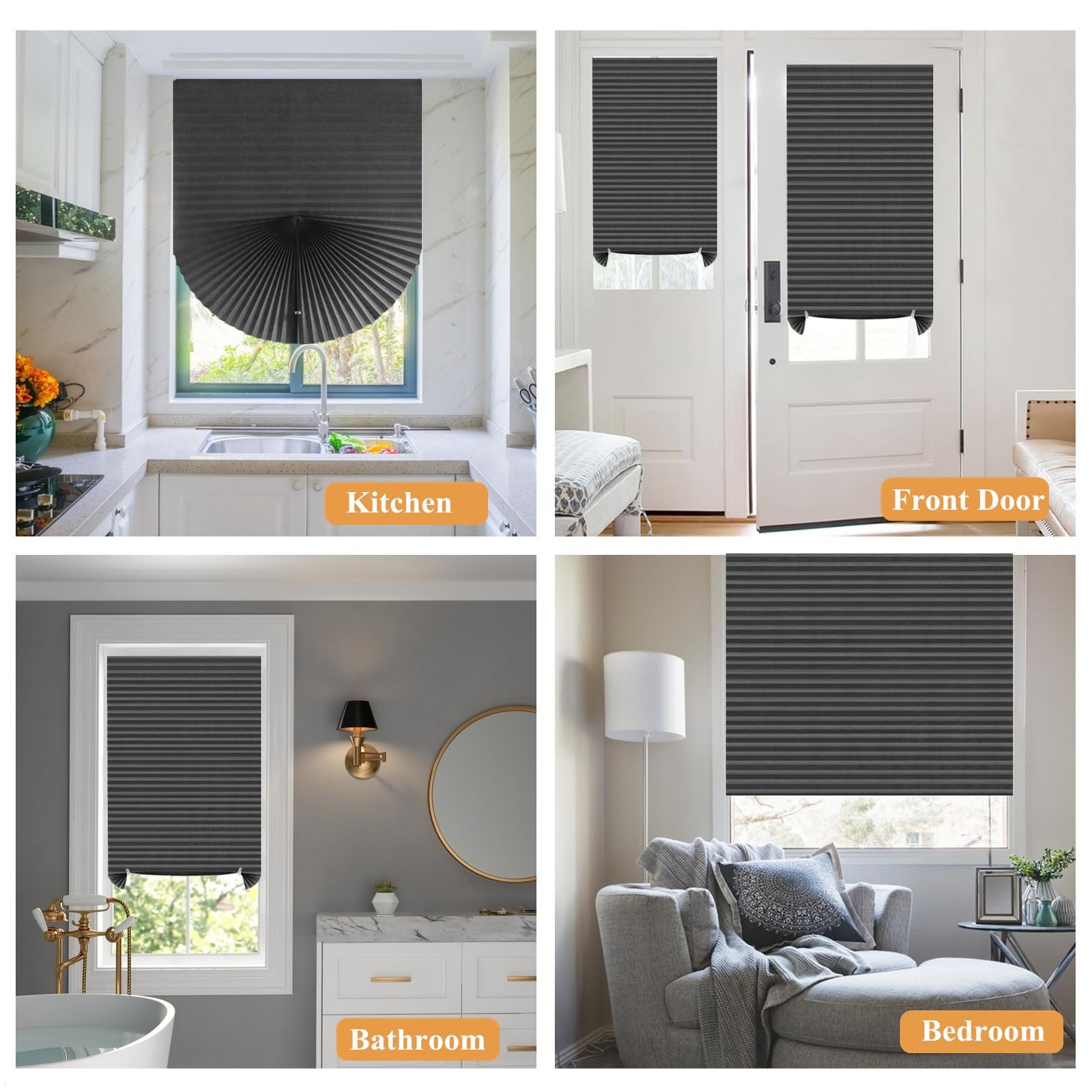 Window Blinds Cordless Blackout No Drill Cut to 24″W x 59″H, Grey – 1 Pack
