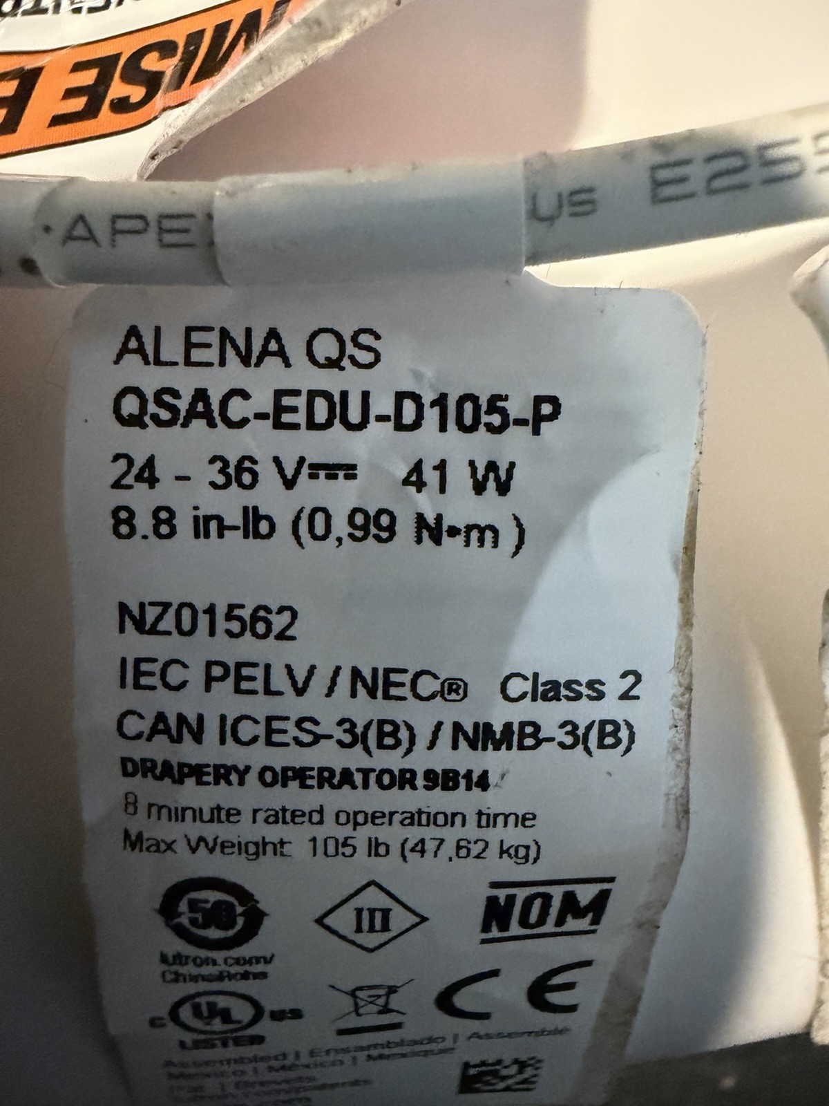 Lutron Alena QS QSAC-EDU-D105-P Drapery Drive Module