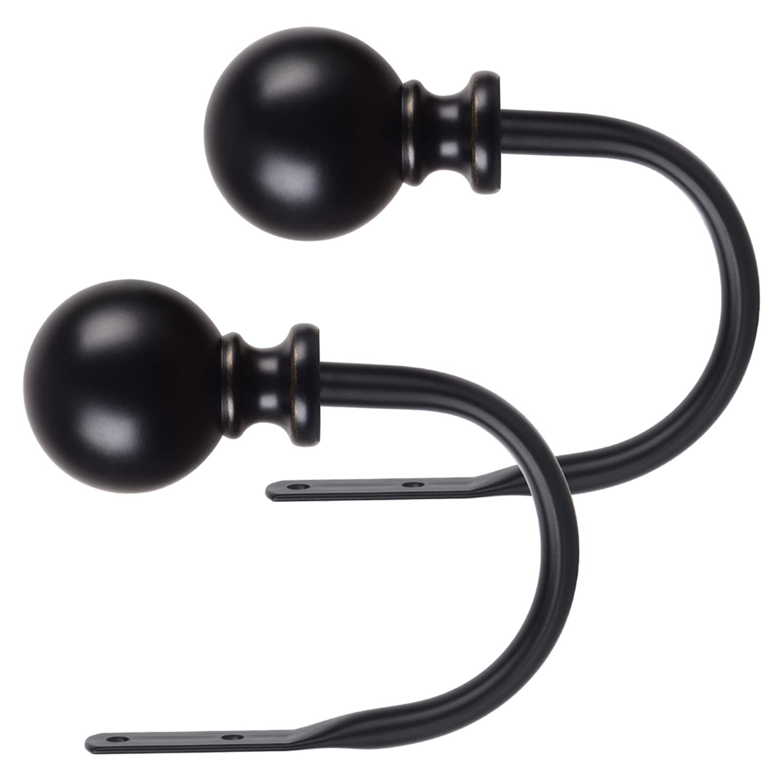 Curtain Holdbacks, Black Curtain Tiebacks Wall Mounted with Round Finials, Me…