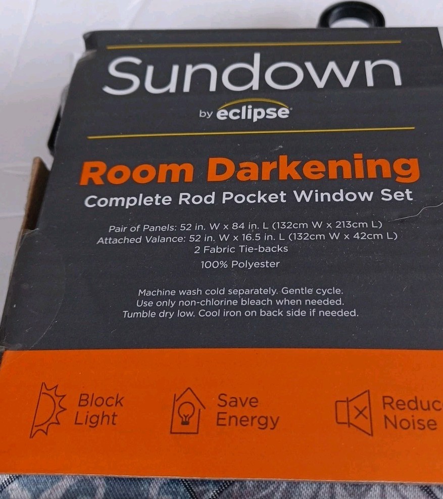 5 PC Sundown Eclipse Rm Darkening Rod Pocket Panel Pair 52x84in Arvin River Blue