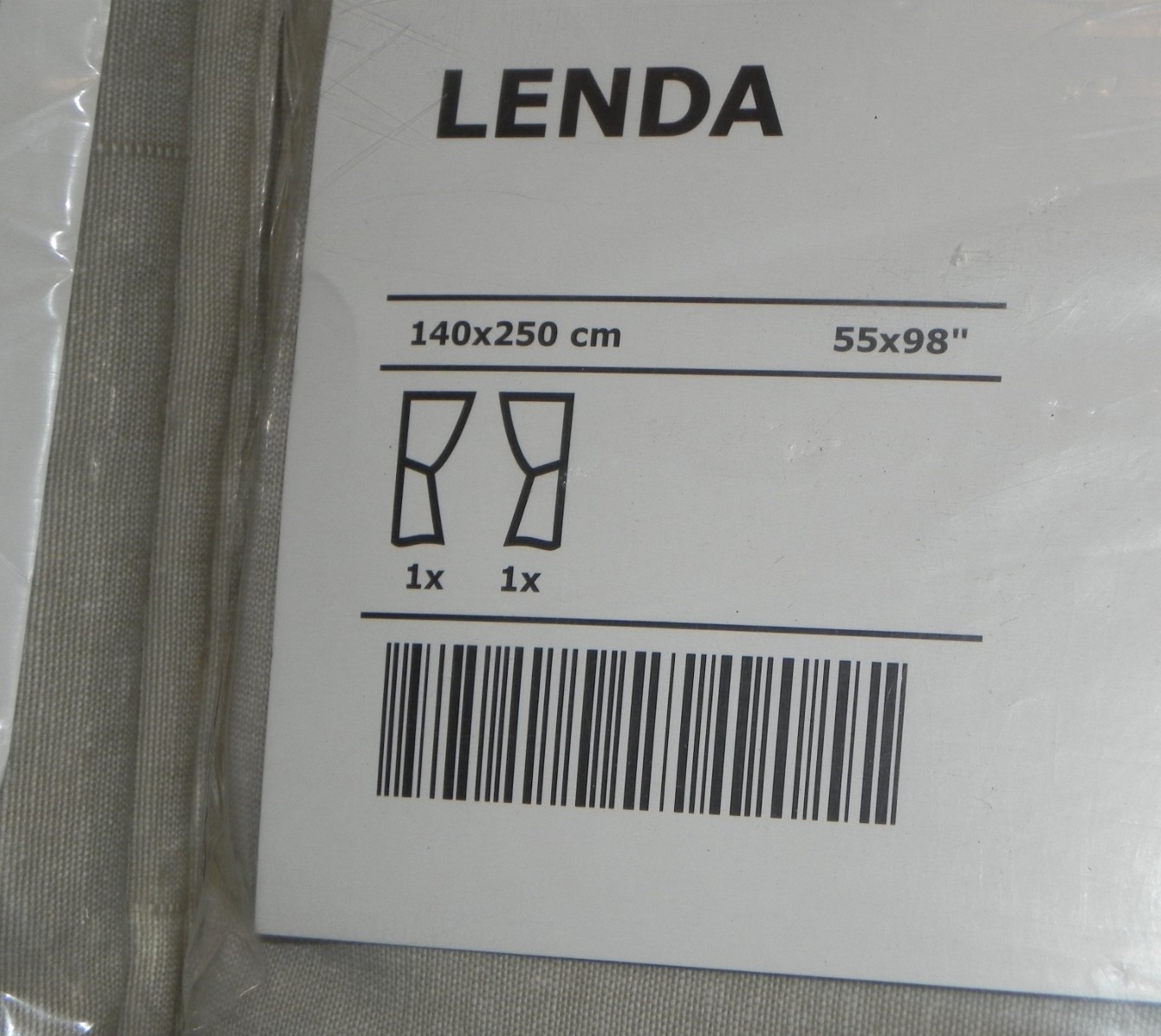Ikea LENDA Curtains 2 Panels w/Ties 55″ x 98” Sand Tan Beige NEW 201.119.74