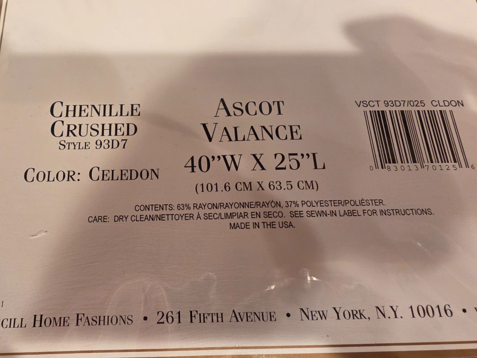 NIP 4 Croscill Classics Ascot Valance 40″ x 25″ Chenille Crushed Celedon Green