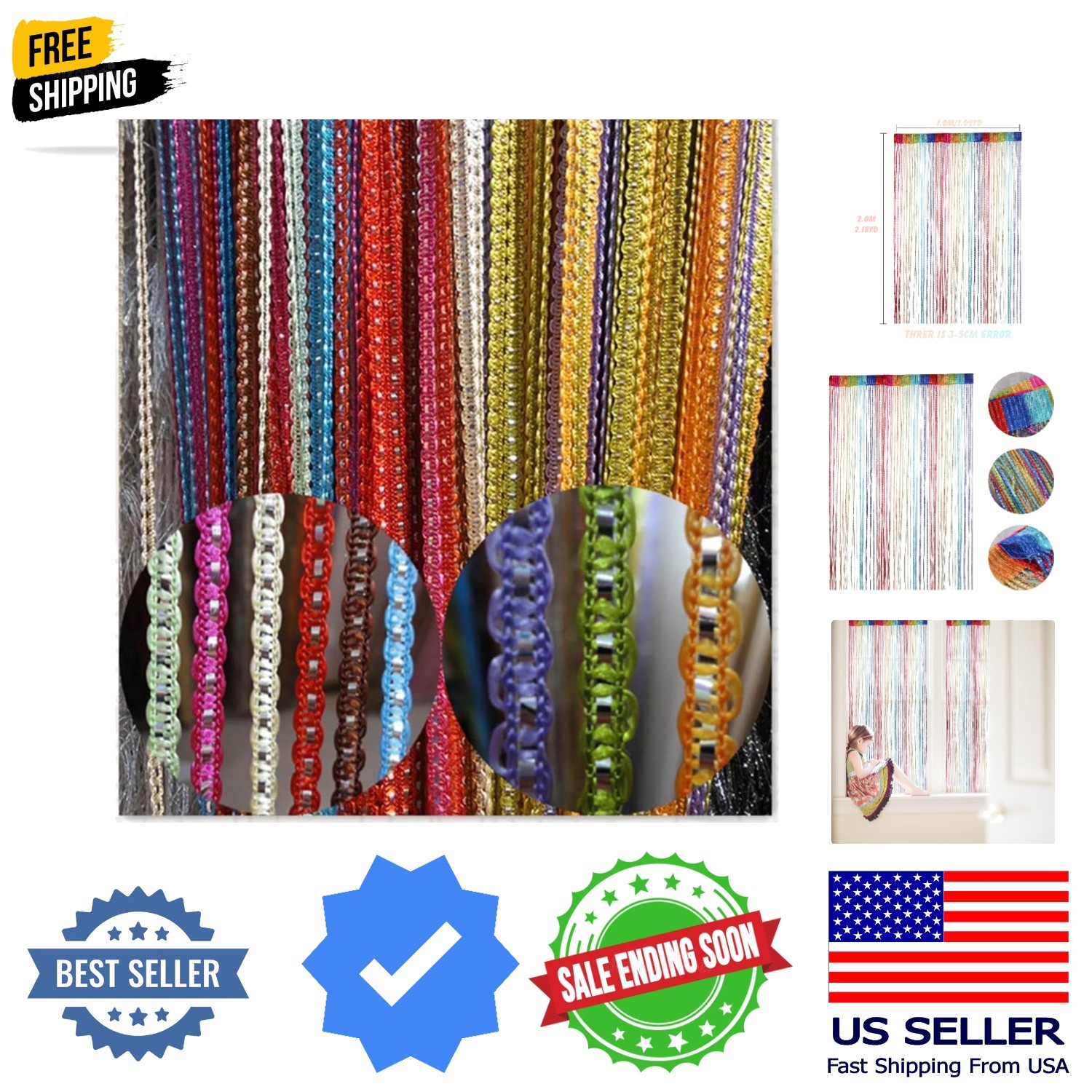 Door String Curtain, Wall Panel Fringe Window Room Divider Blind, Home Patio …