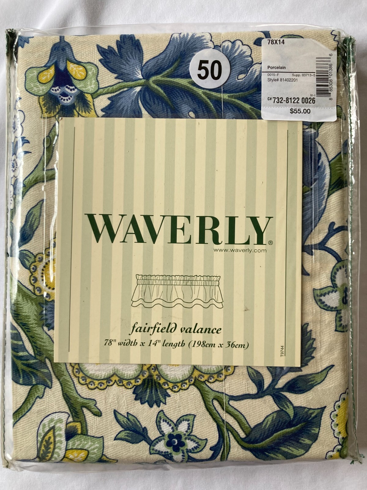 Waverly Imperial Dress Porcelain Fairfield Valance Blue/Green/Yellow/Ivory 78″