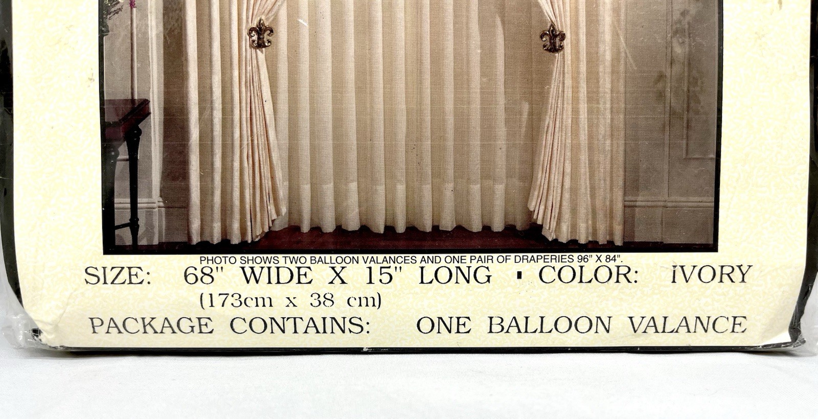Vintage Florentine Balloon Valance Ivory 68×15 New Sealed USA Made Damask