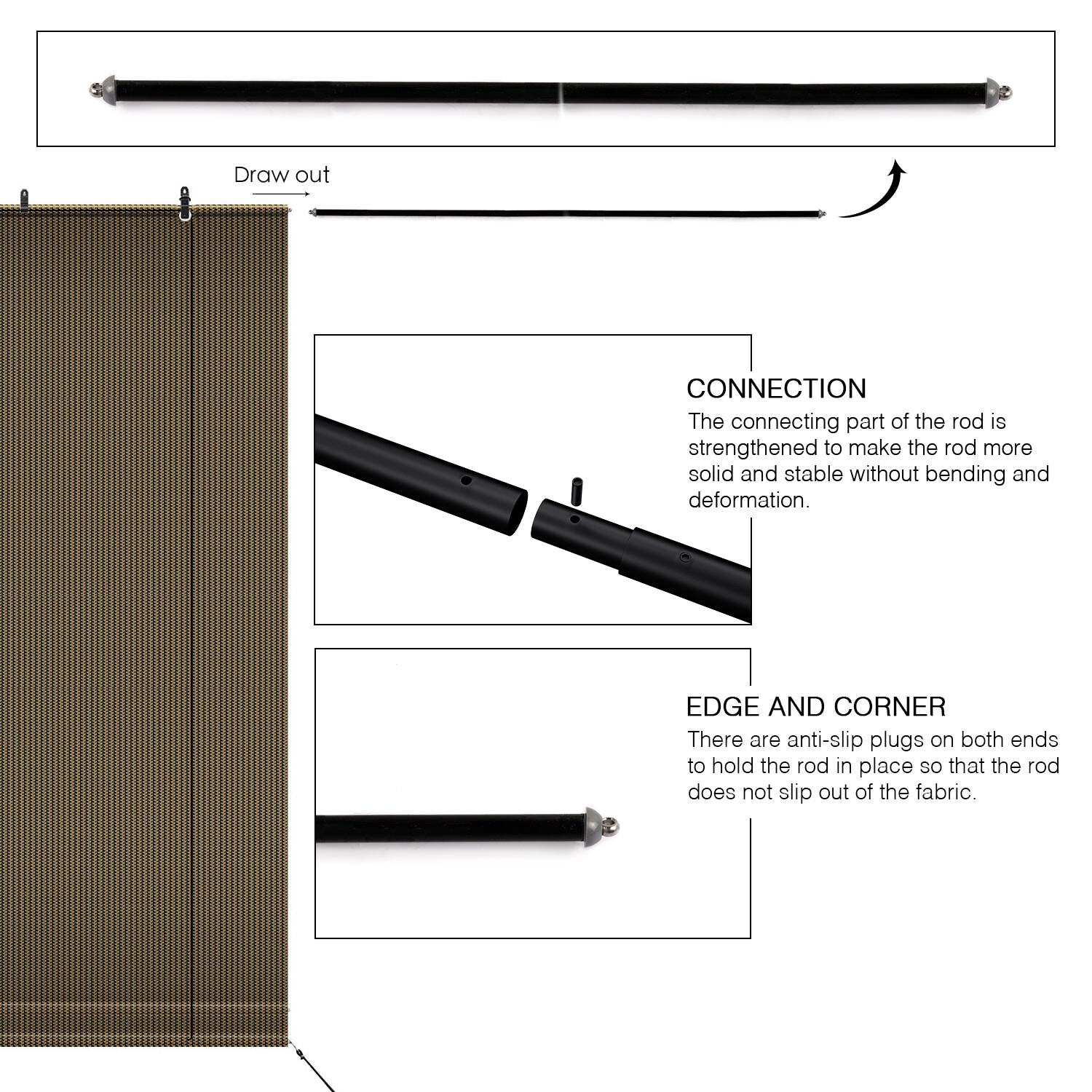 Roll Up Shade Roller Shade UV Blind Screen Patio Outdoor Deck Gazebo Porch Brown