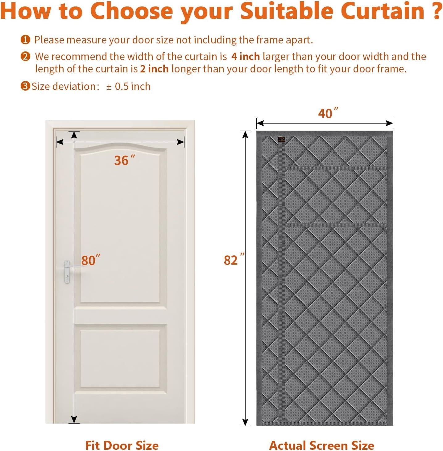 Detachable Magnetic Thermal Insulated Door Curtain 36″ x 80″ – Gray Elegance
