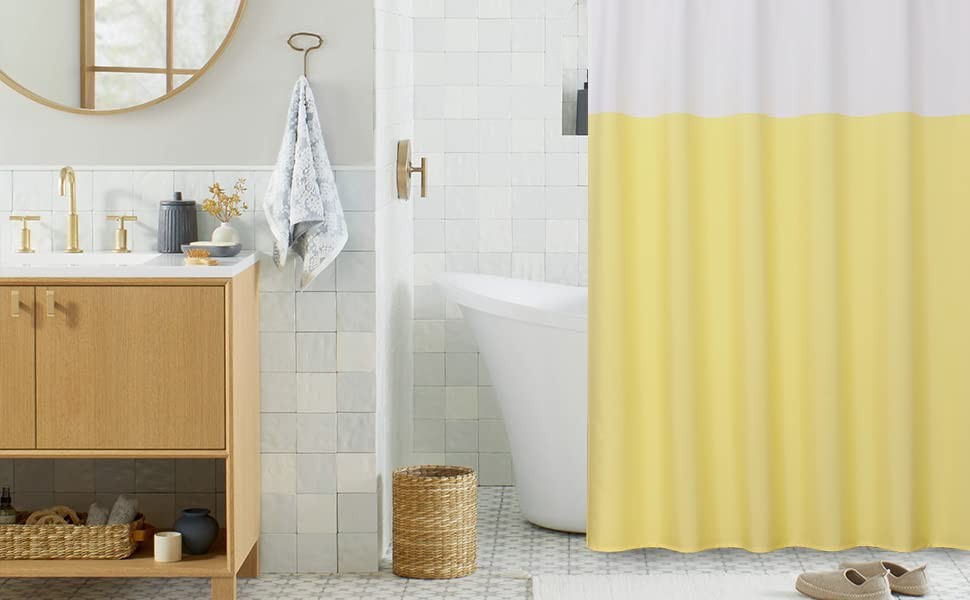 WEST LAKE Yellow Water Resistant 70″W x 72″L (Pack of 1), Color Block