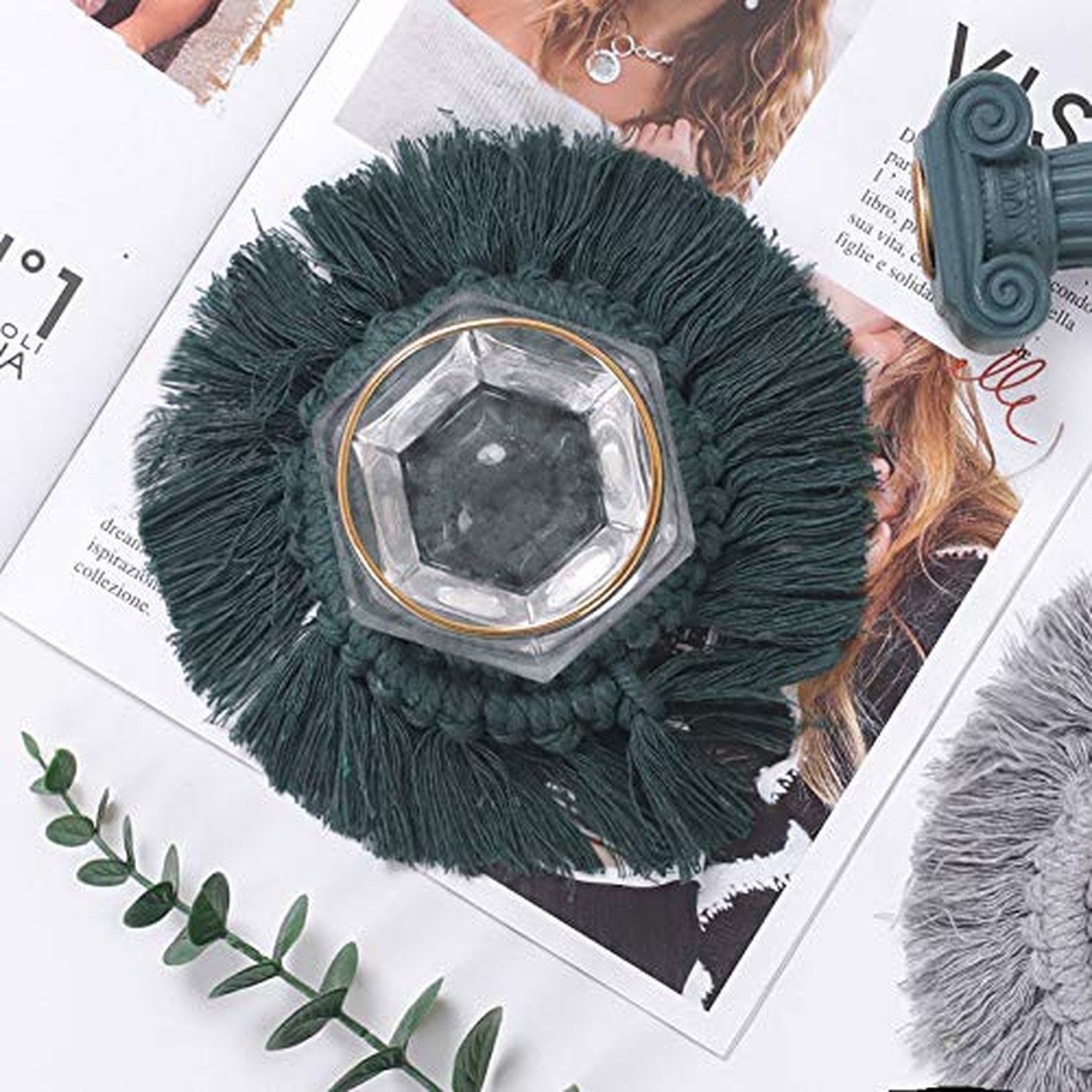 2 Pack Boho Macrame Coasters with Tassels – Table Decor, Bohemian Braided Coa…