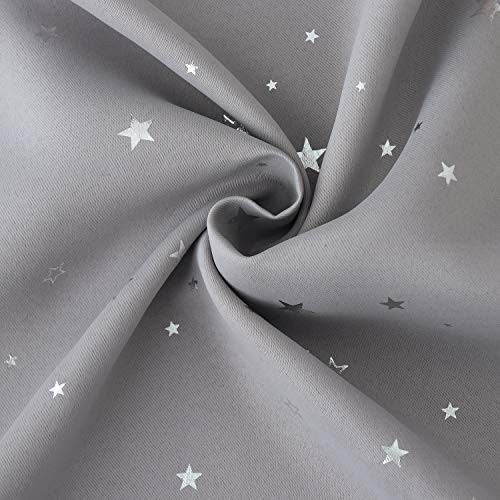 Blackout Curtains for Kid’s Bedroom – Star 42″W x 63″L (Pack of 2) Light Grey