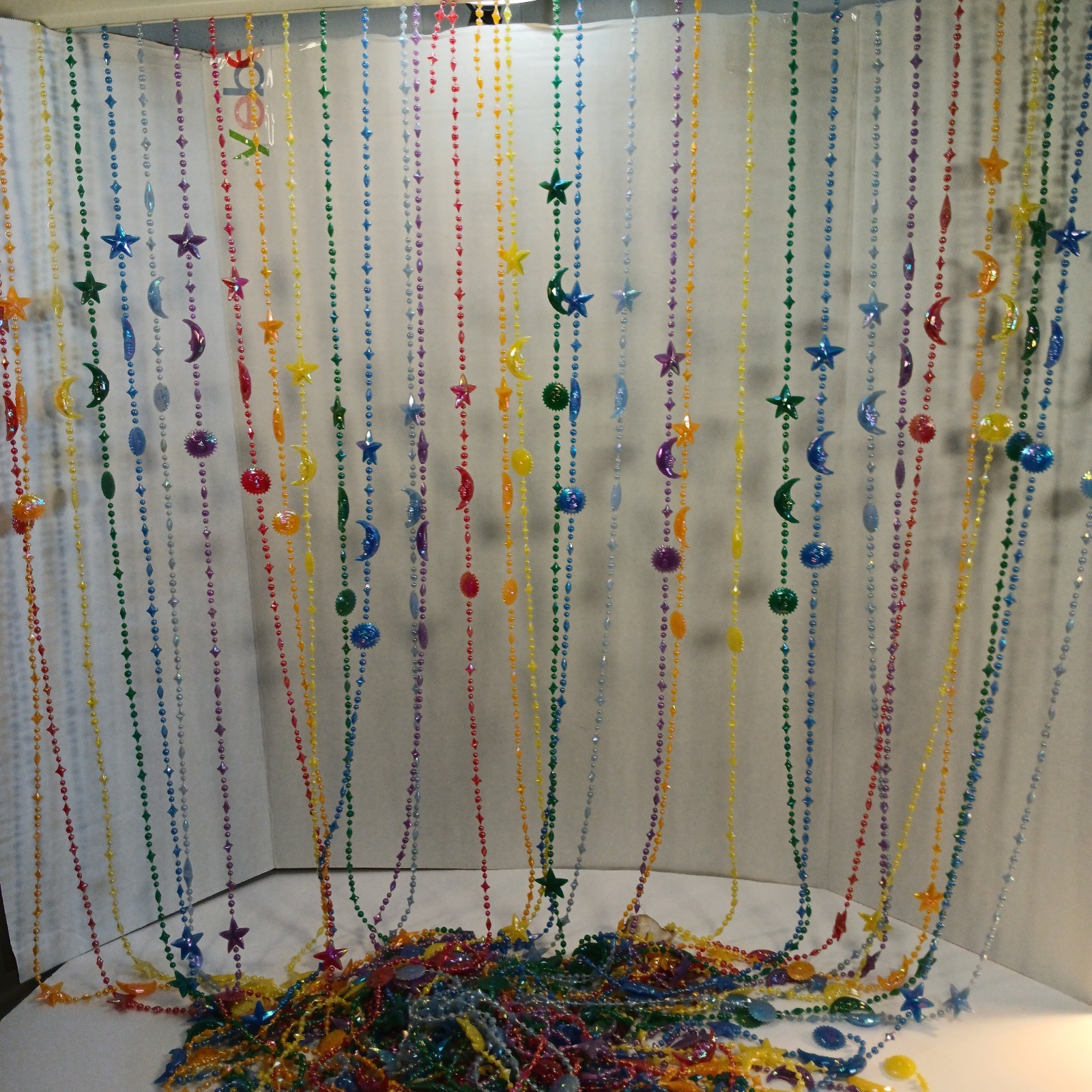 Vtg Y2K Celestial Beaded Curtain Rainbow Iridescent Sun Moon Stars 90s Boho Room