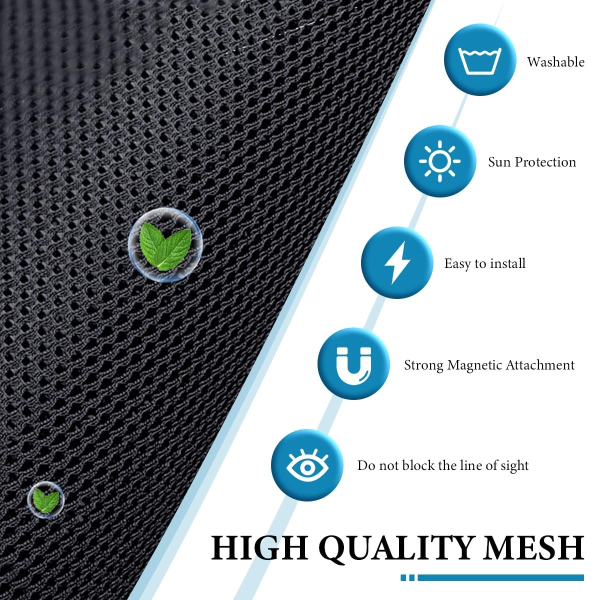 Car Magnetic Window Shades Auto Front Seat Side Window Covers 2PCS Auto Window