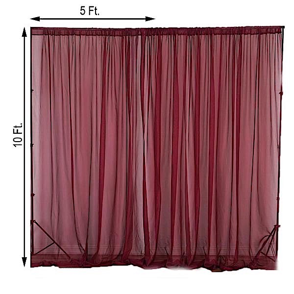 Burgundy 10 x 10 ft Voile BACKDROP CURTAINS 2 Panels 5×10 ft Party Decorations