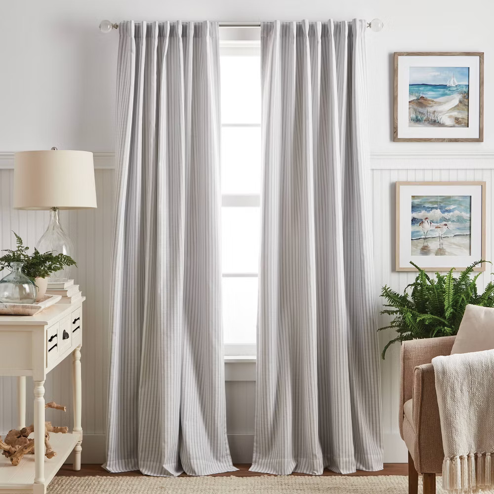 95″x50″ Martha Stewart 2pk Ticking Striped 95″ Back Tab Black Lined Blackout