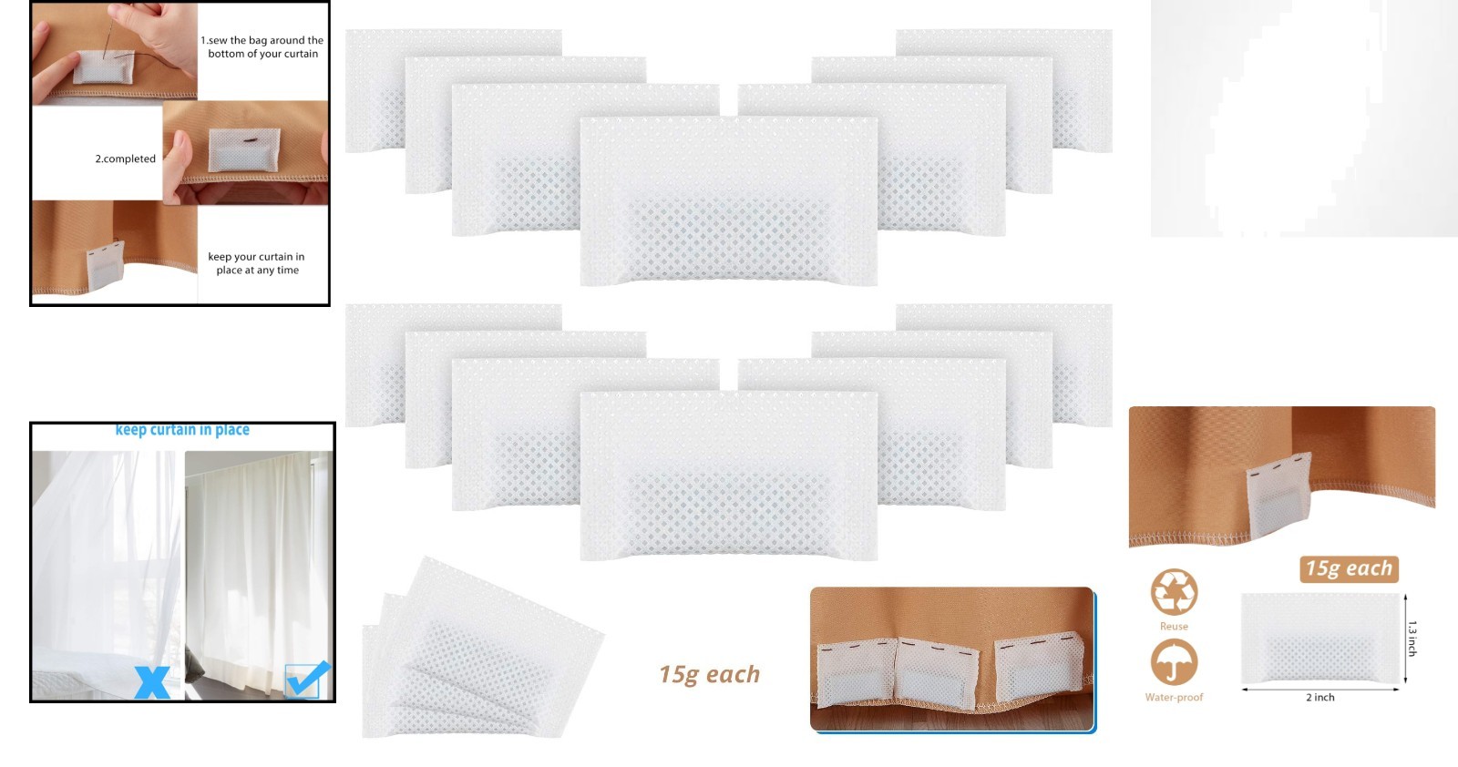 20 Heavy-Duty Drapery Weights – Elegant Indoor & Outdoor Curtain Solutions