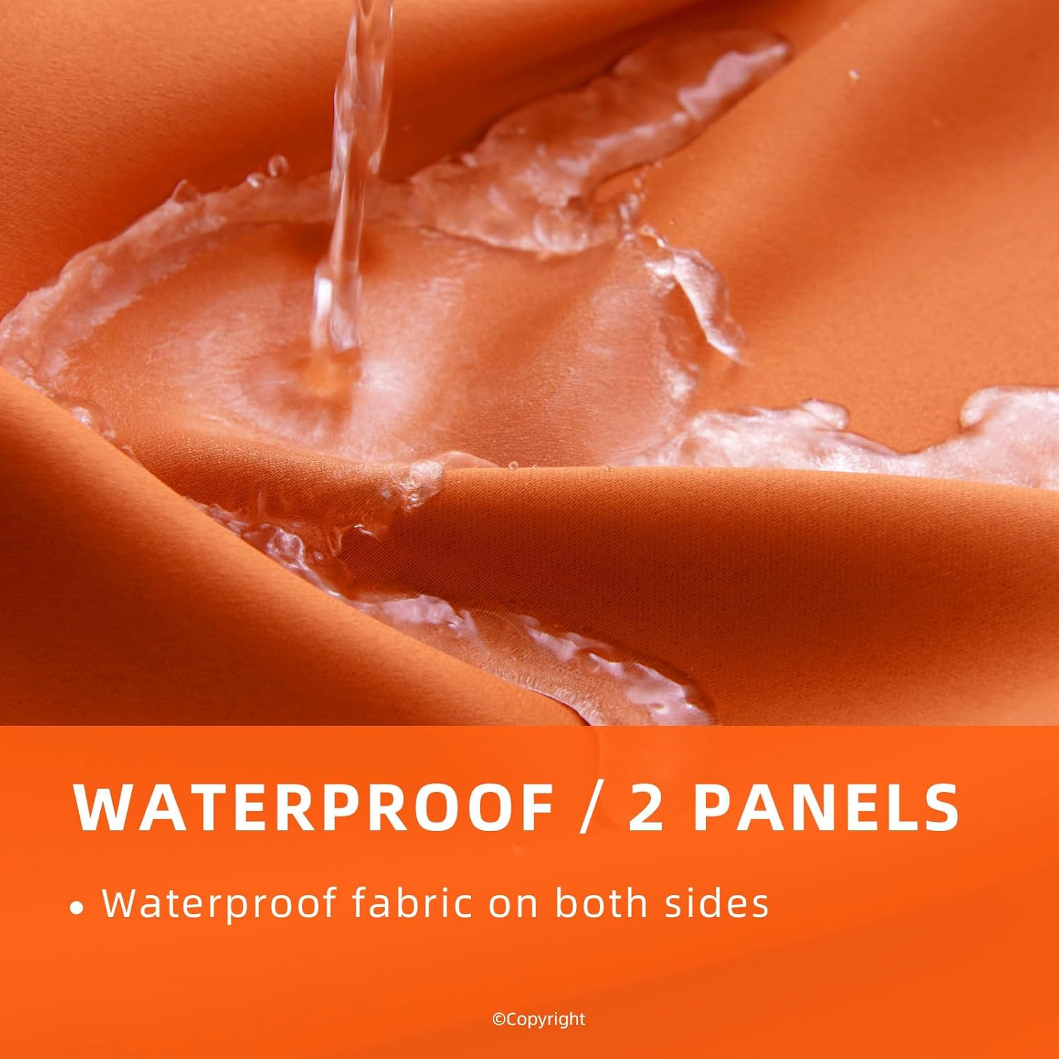 Waterproof Orange Outdoor Curtains W105 x L108 – 2 Panels for Patio & Home