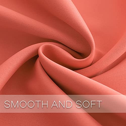 Blackout Curtains for Bedroom 2 Panels Set Room 45″W x 52″L (Pack of 2) Coral