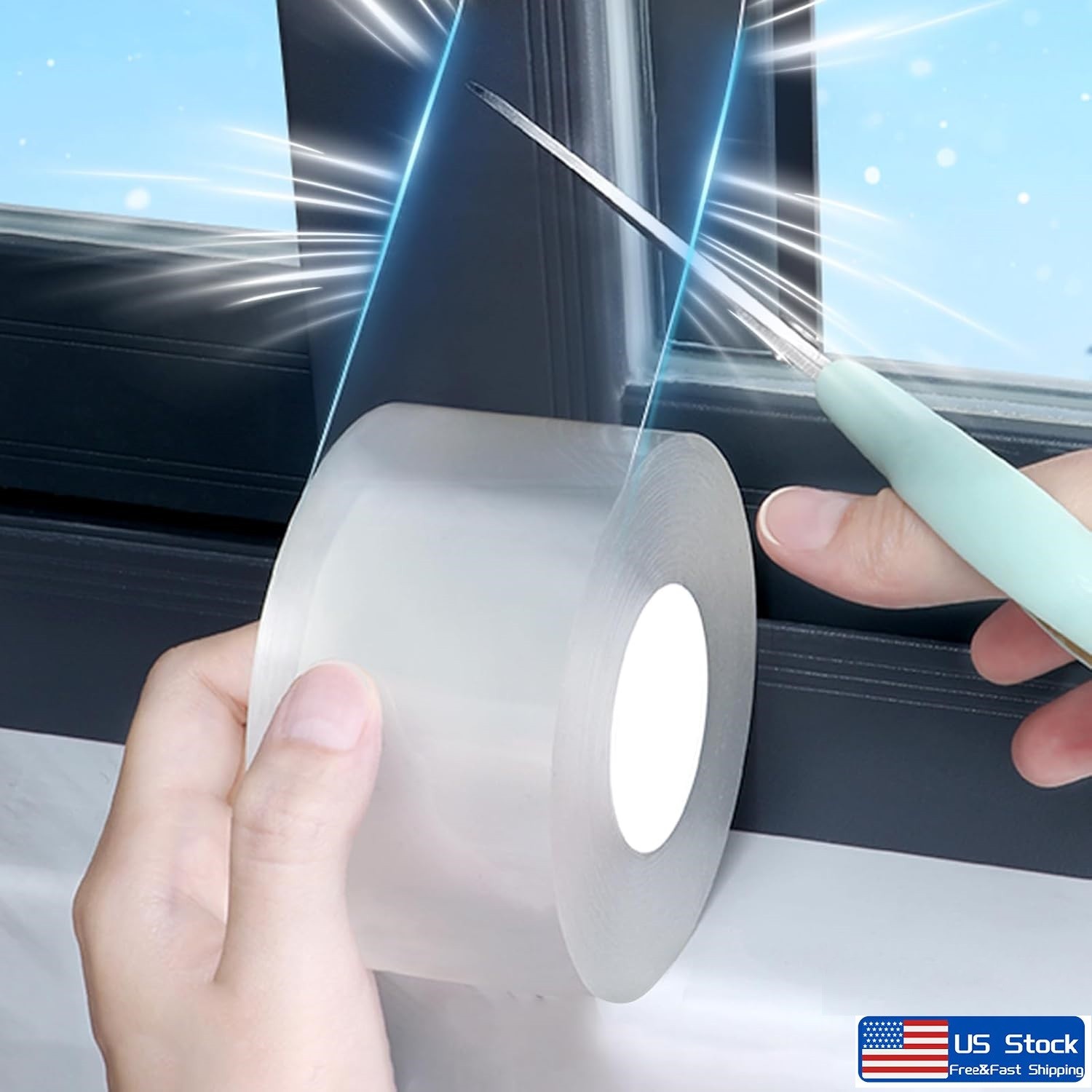2″ x 33 Ft Window Weather Sealing Tape Residue-Free Window Insulation Caulk Tape
