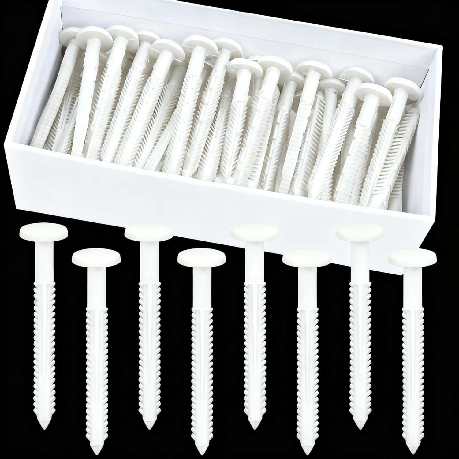 60Pcs 3 Inch Vinyl Shutter Fasteners, White Window Shutter Panel Pegs Shutter Sc