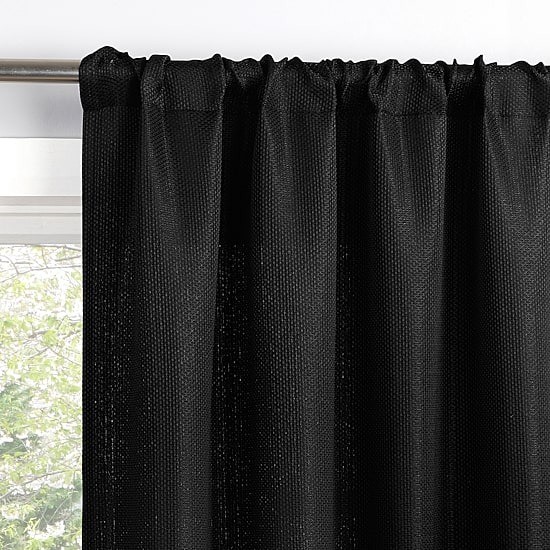 Sun Zero Dasan Blackout Curtain Panels 37×84 Black Rod Pocket Back Tab 4-Pack