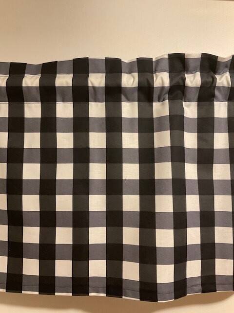 Handmade Black and White Stripe Dot Valance, 41 X 15 INCHES