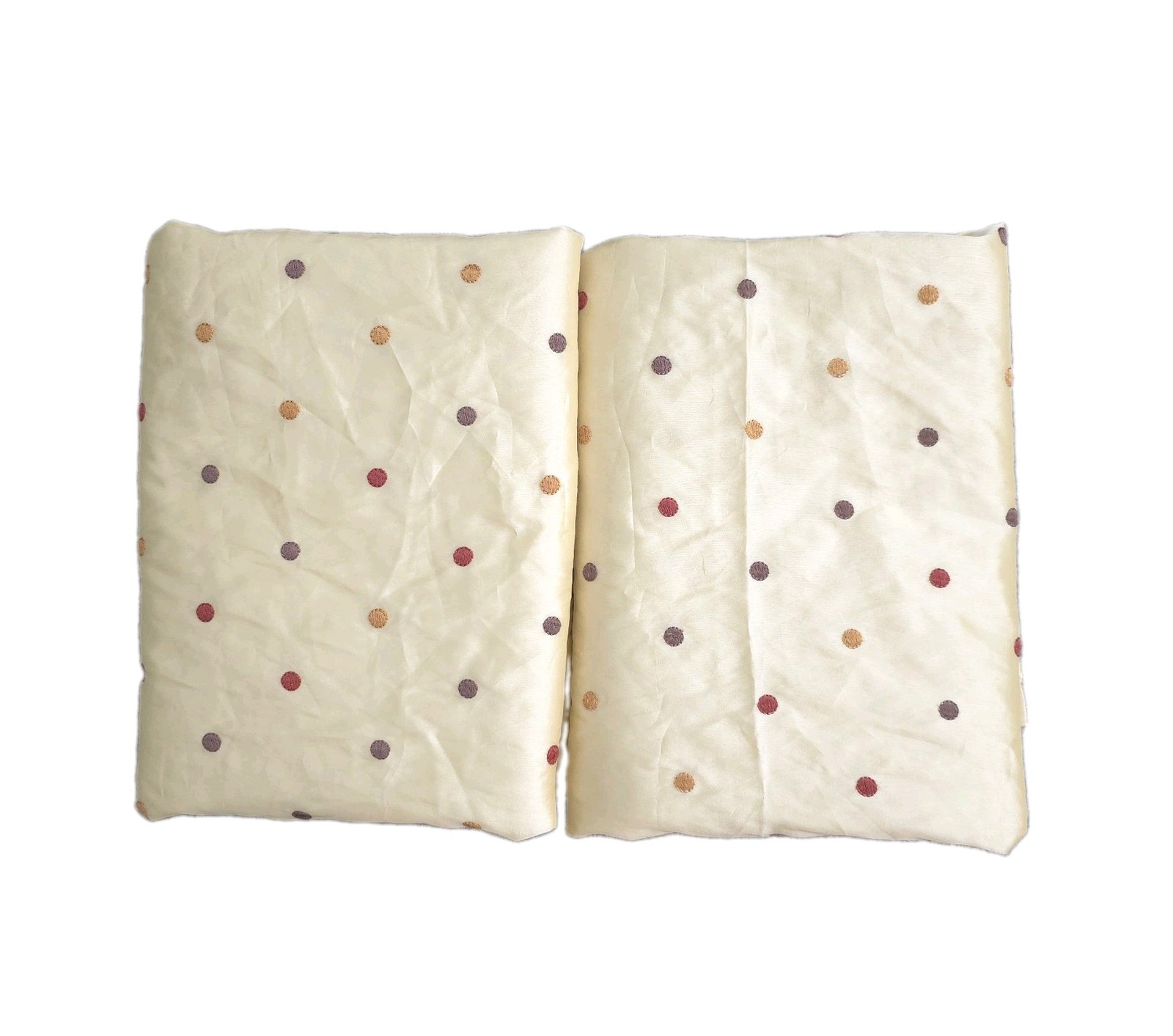 Pier 1 Curtain Panels Vintage Sand Polka Dot 54×96 Pair Faux Silk SKU 2428534