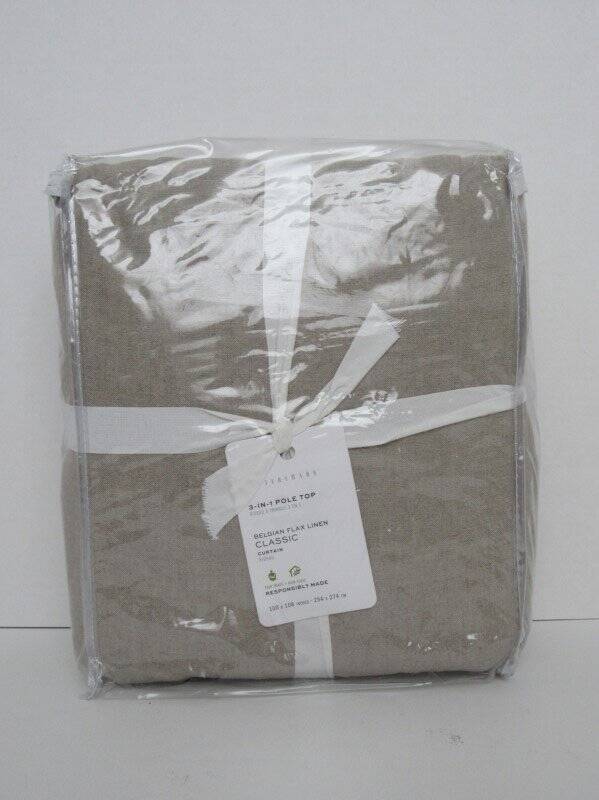 Pottery Barn Belgian Flax Linen Curtain Light Filtering 100 x 108″ Dark Flax NWT