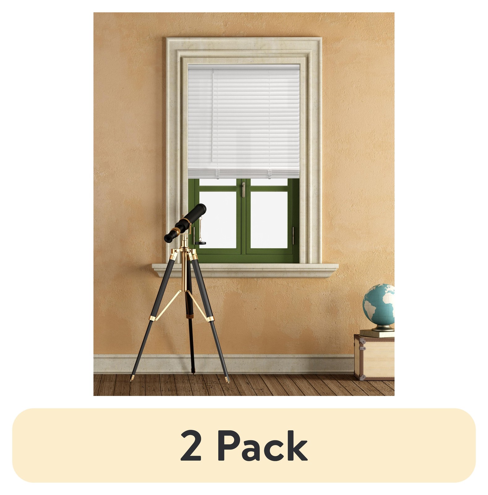 (2 pack 1″ Cordless Vinyl Light Filtering Blinds 1-Piece White 43″ W x 64″ L