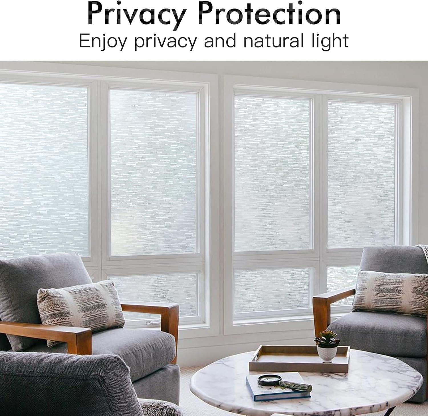 Window Privacy Film, Frosted Glass Film, Sun Blocking Static Cling for Bathro…