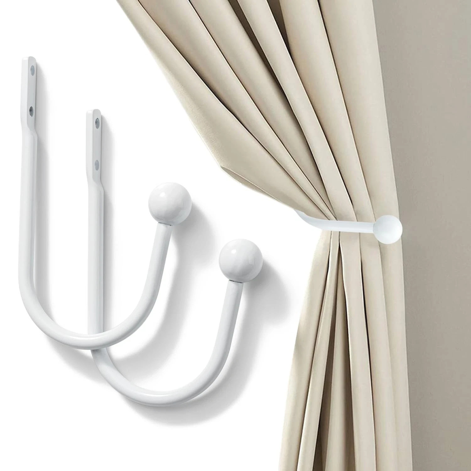 Set of 2 Curtain Holdbacks, Metal Decorative Drapery Holdback, Wall Mounted