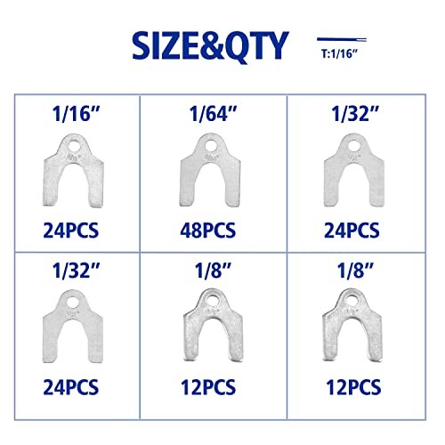 Auto Alignment Body Shims Assortment Kit 1/16″ 1/64″ 1/32″ 1/8″ (144 Pieces)