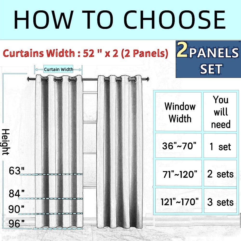 2 Panels Set Pair Chenille Curtains Semi-Blackout Geometric Modern Curtains f…