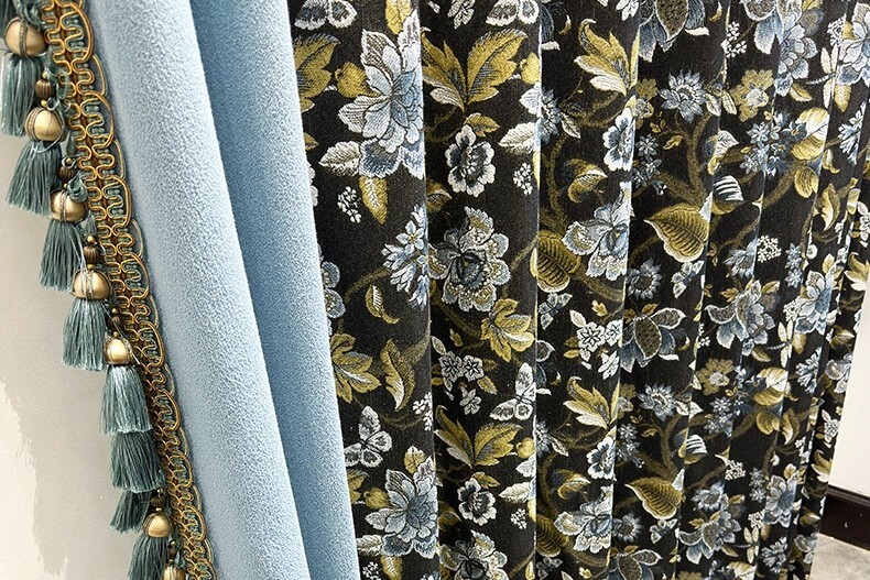 Luxury American Villa Shade Chenille cloth blackout curtain valance drape C2137