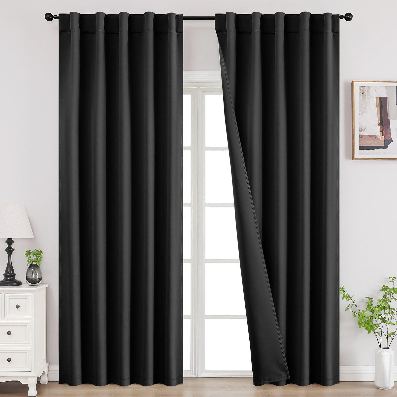 Joydeco Curtains For Bedroom Black Out Curtains 108 Inch Long Room Darkening