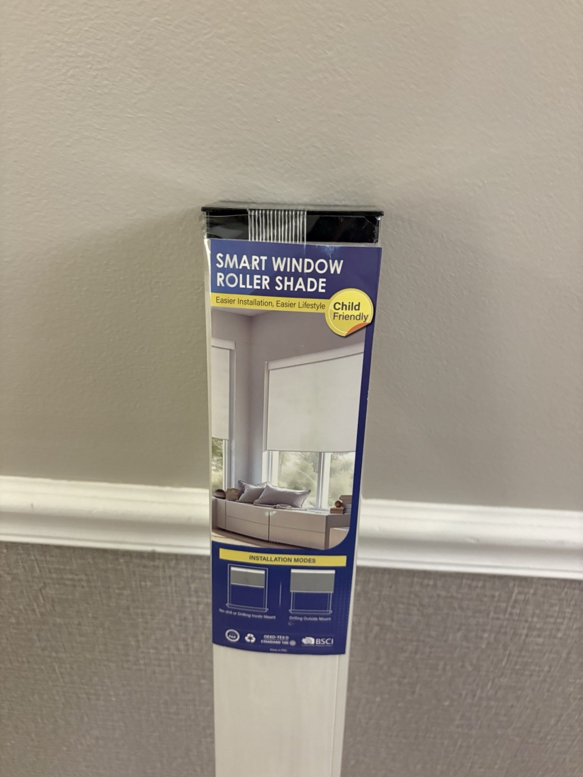 MANSIX MOTORIZED BLACKOUT ROLLER BLINDS NO DRILL 34.5X72 WHITE SMART SHADE NEW
