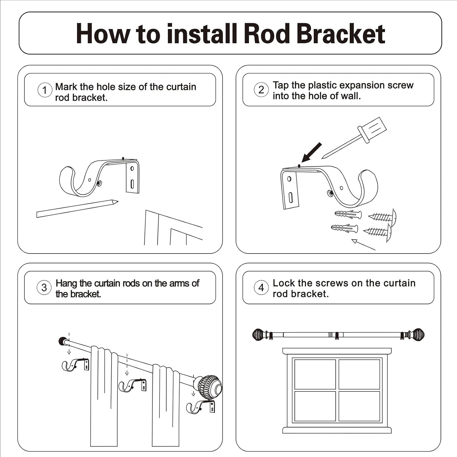 Curtain Rods for Windows 16 to 144 Inches Adjustable Length 1 Inch Diameter Wind