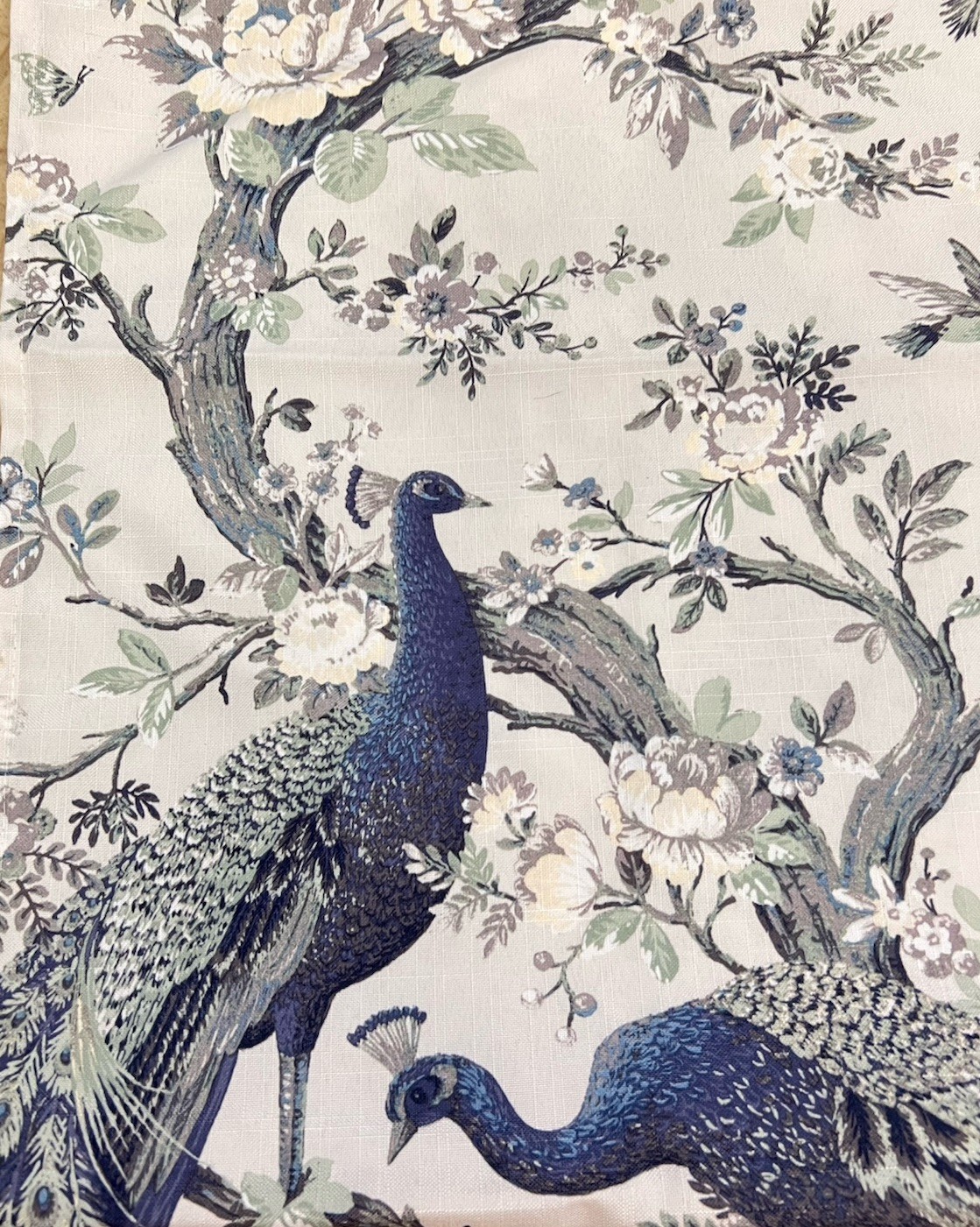 Laura Ashley Window Curtains 2 Panels 38 x 82” Peacock Blue Gray Rod Pocket